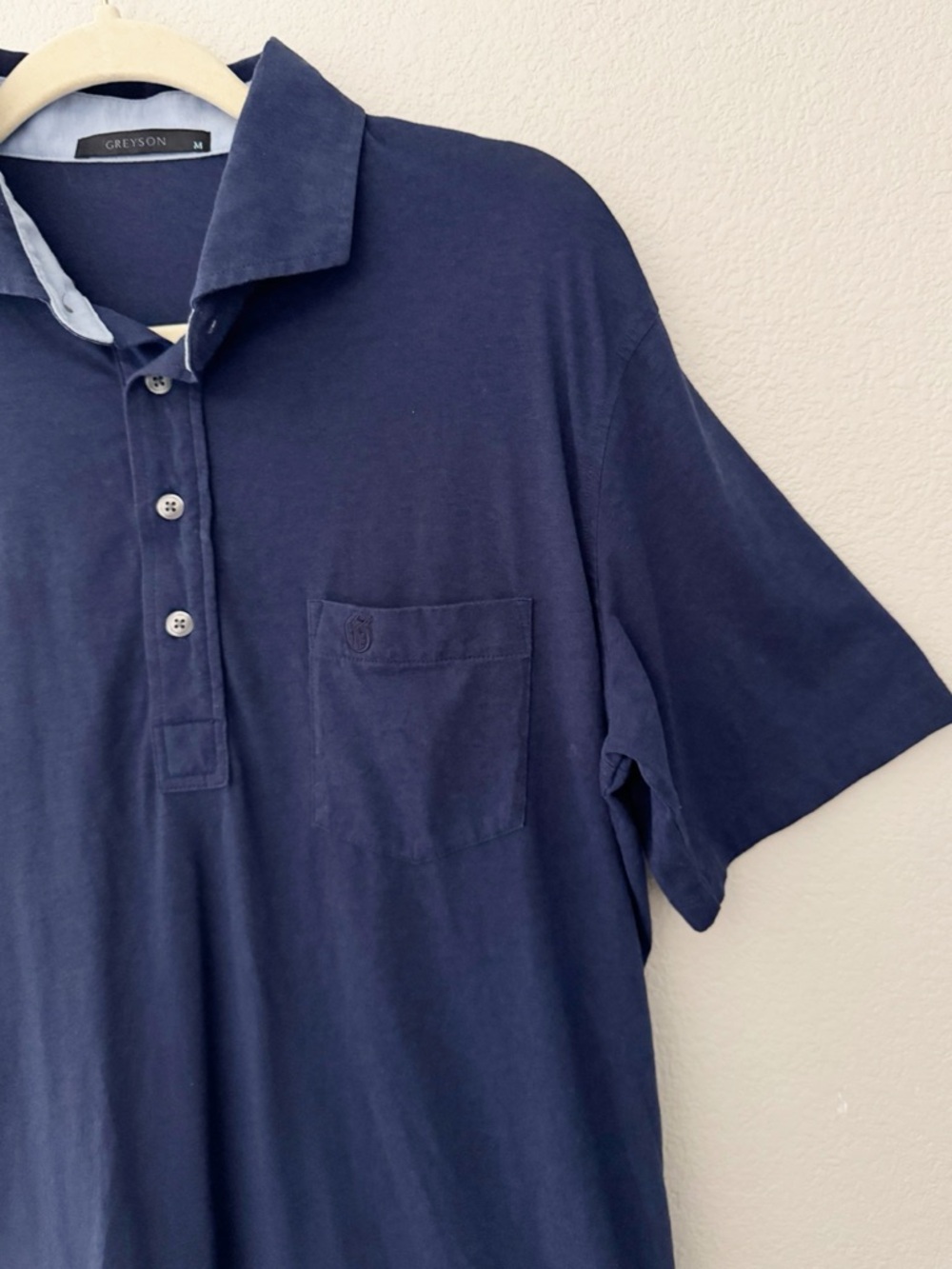 Greyson Spirit Polo Shirt Mens Medium Pima Cotton Navy Blue Golf Classic Sporty - Picture 7 of 9